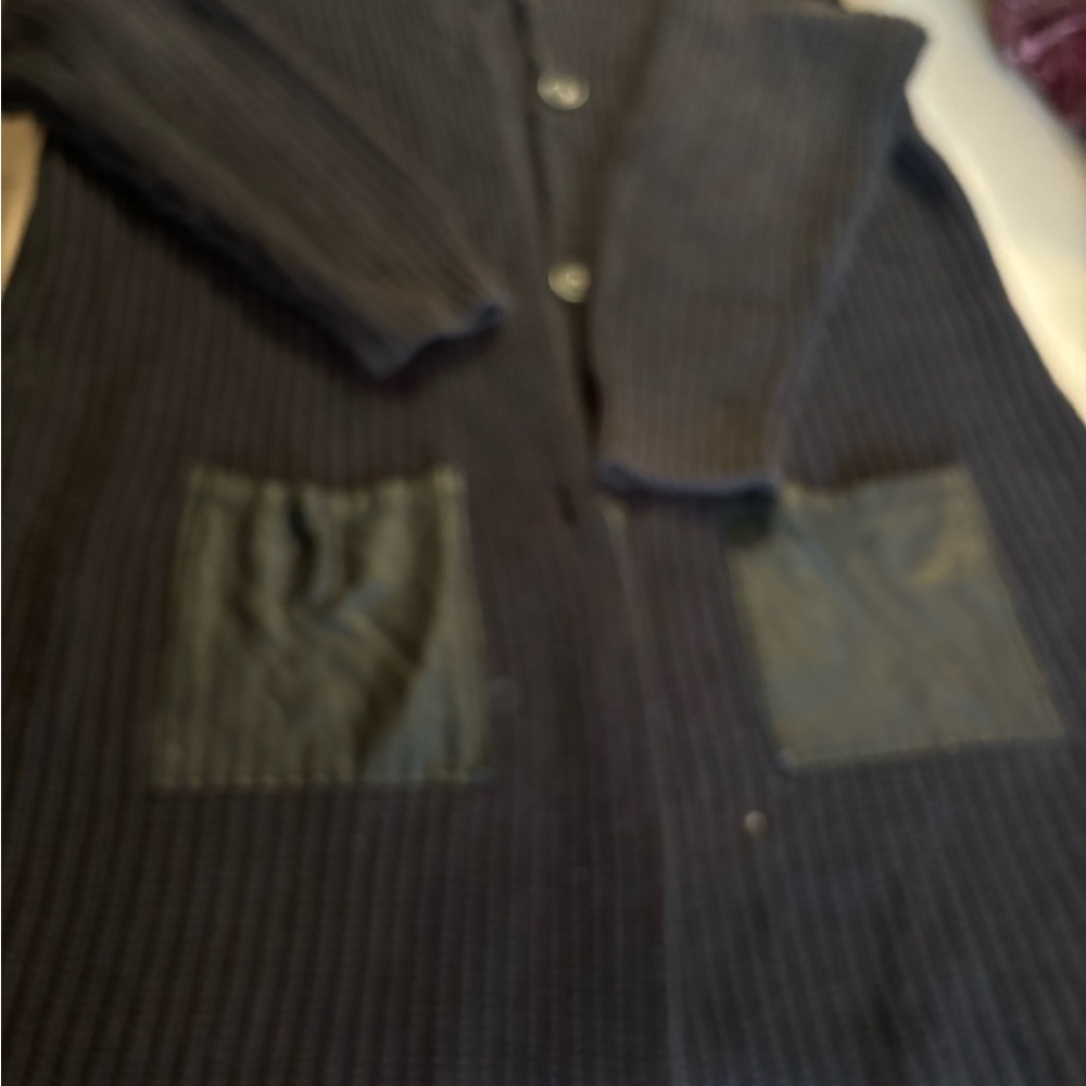 Black Ribbed Cardigan with Pockets